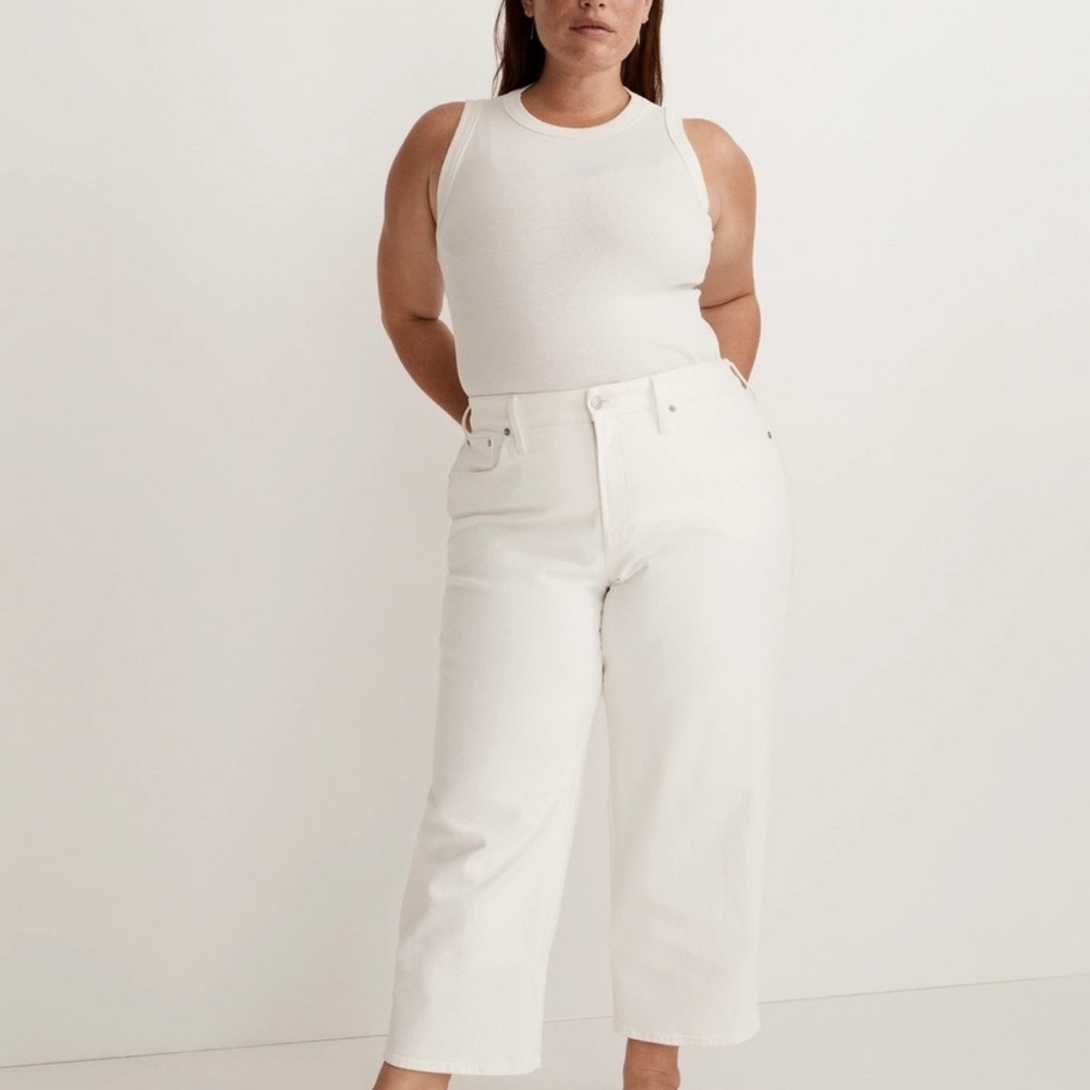 Madewell perfect vintage wide legged cropped Jeans in white